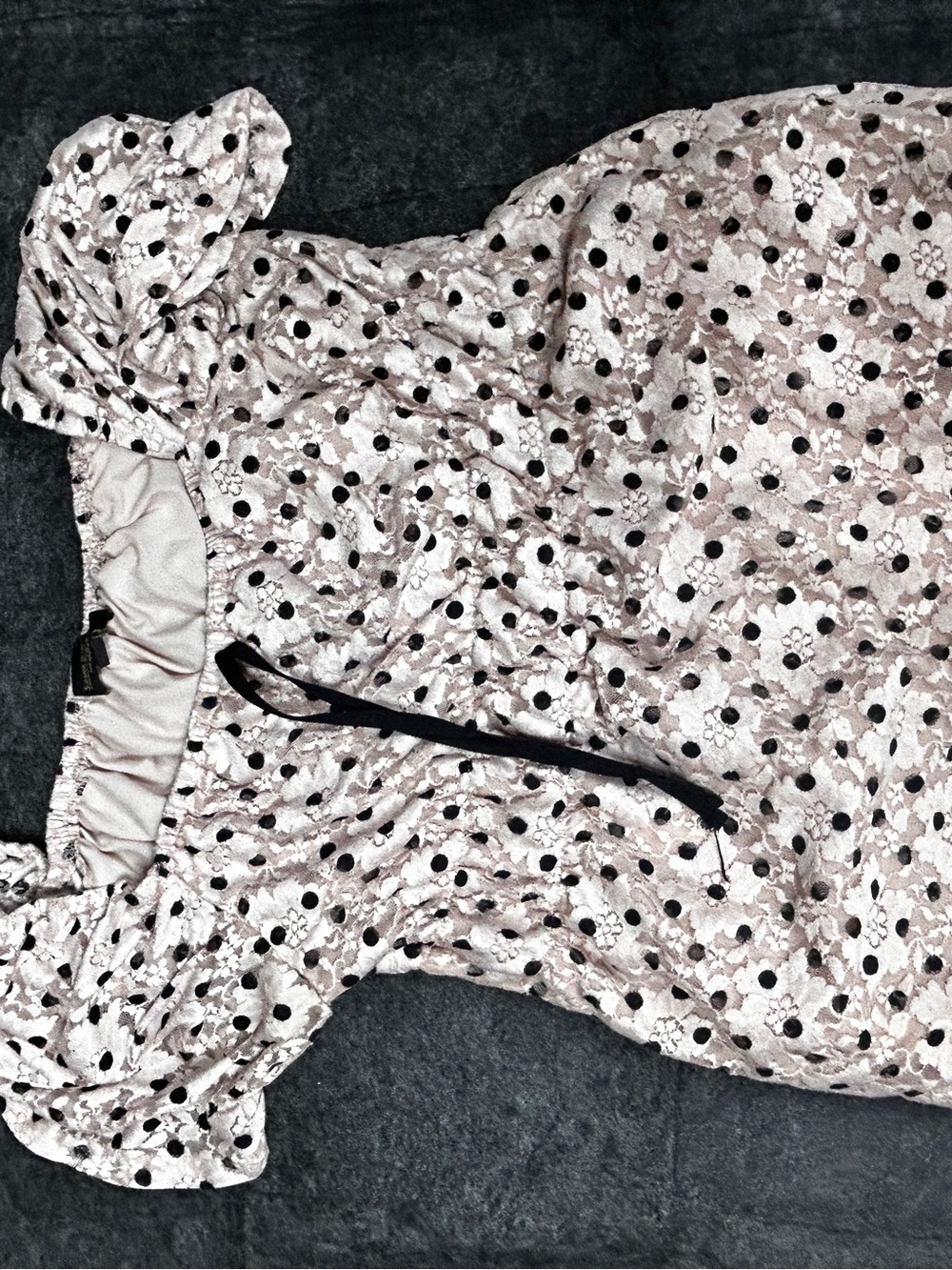 Suzanne Betro Pink Floral Dress with Black Polka Dots